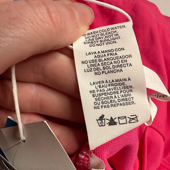 NWT Sz 14 Bleu Rod Beattie Pink One Piece Swimsuit Lace-Up Over Shoulder Resort - Picture 7 of 10